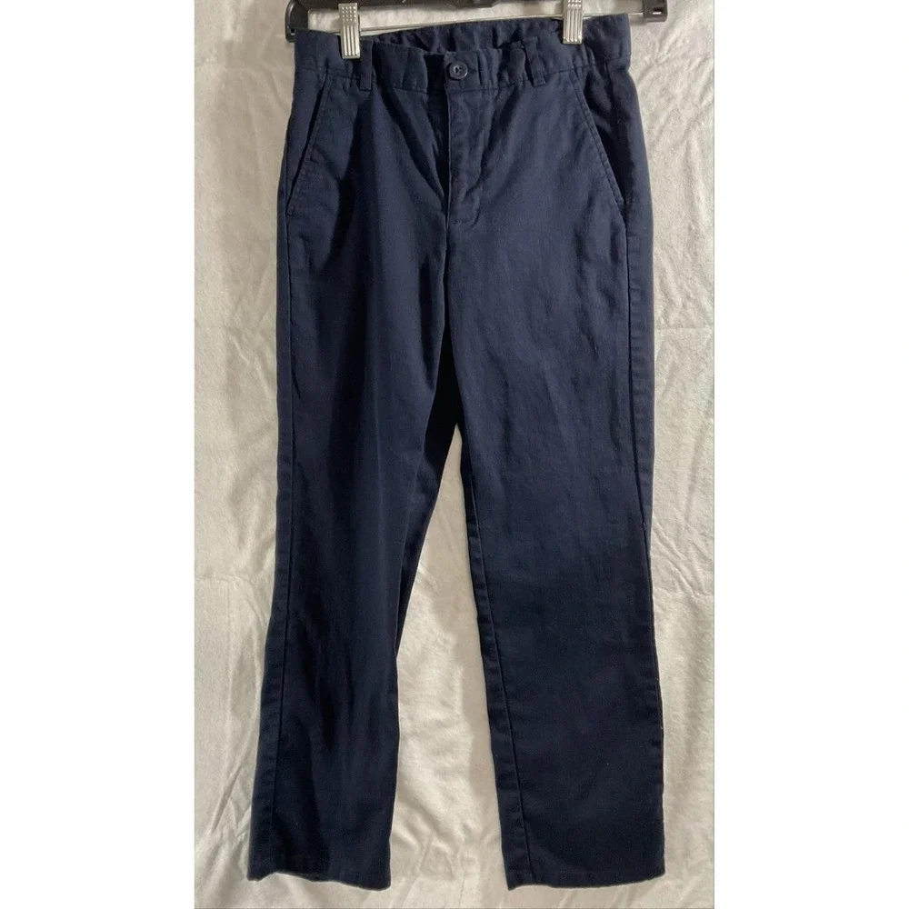 Nautica School Uniform Pants Boys 10 Blue Twill Adjustable‎ Waist Stretch Cotton